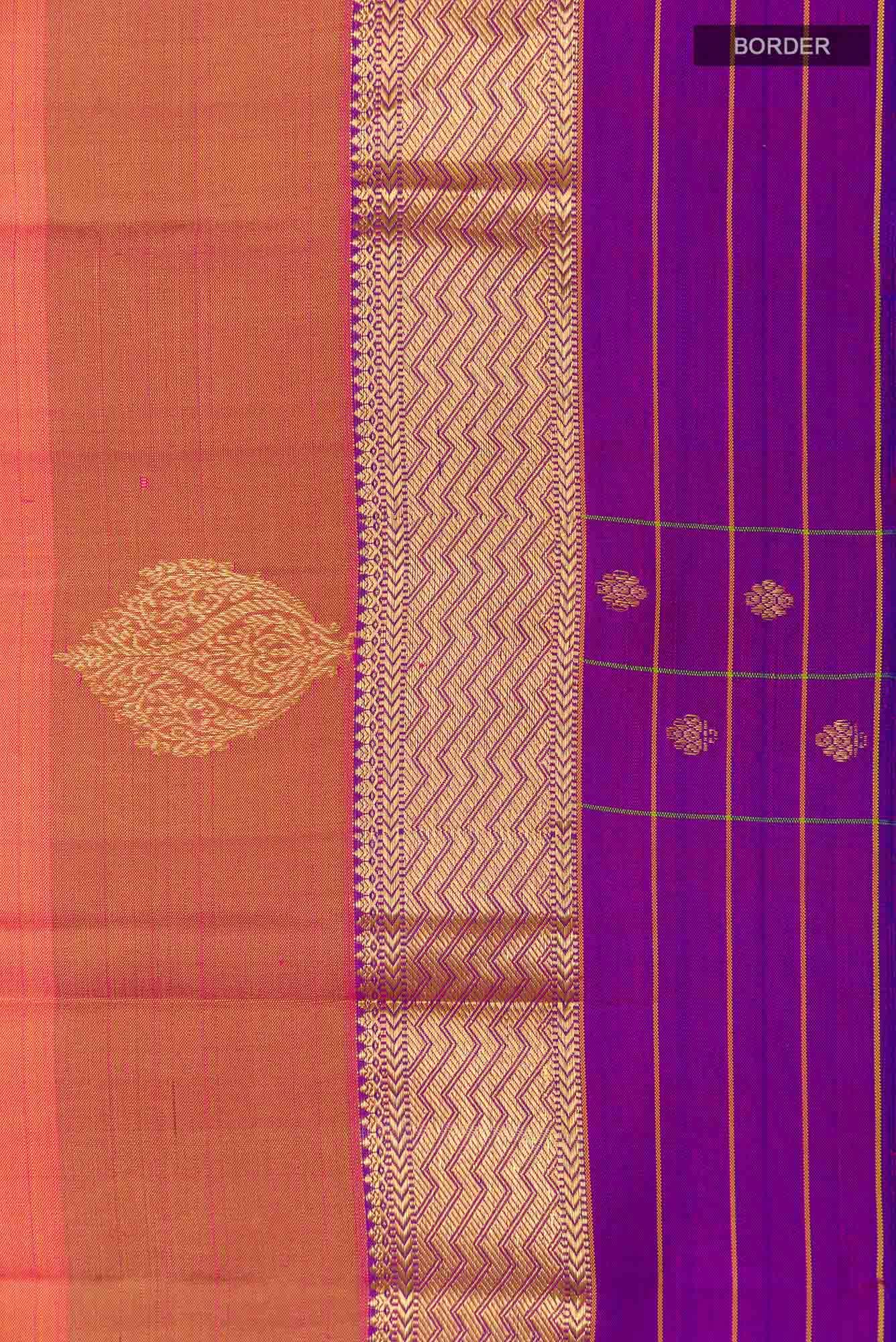 Peach Dual Tone Kanchipuram Silk Saree