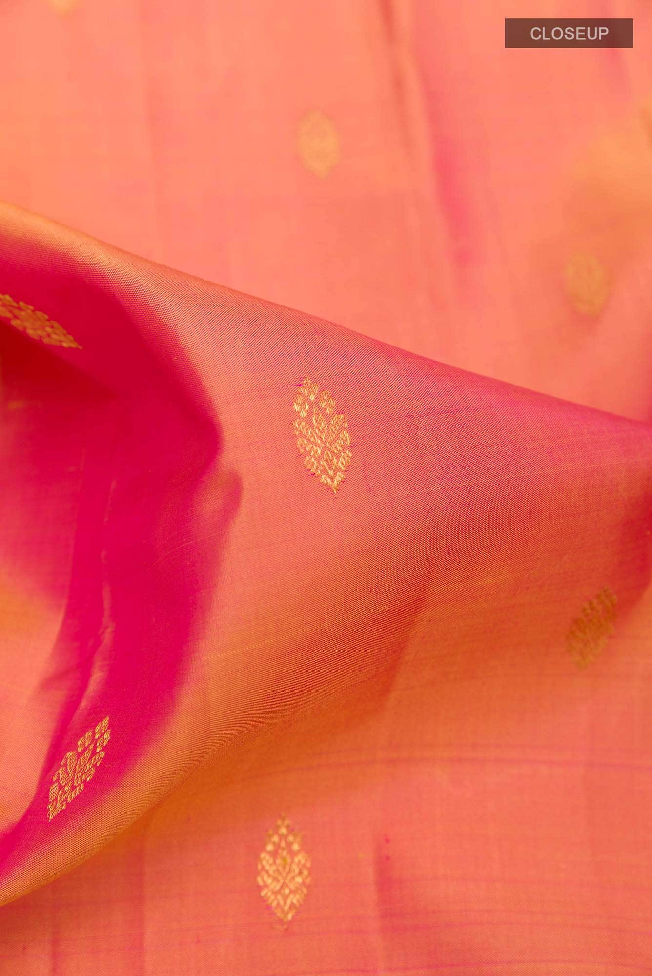 Peach Dual Tone Kanchipuram Silk Saree