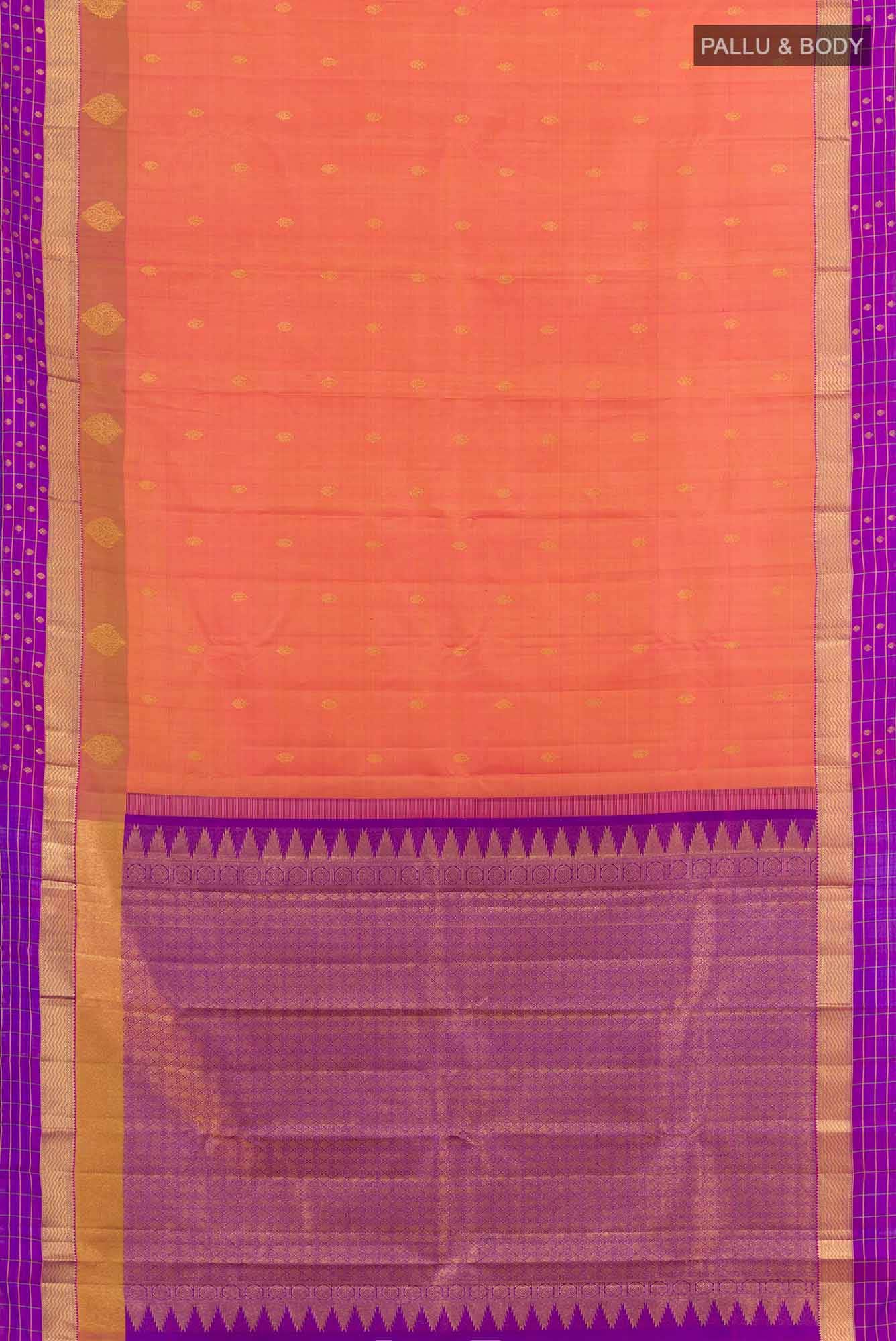 Peach Dual Tone Kanchipuram Silk Saree