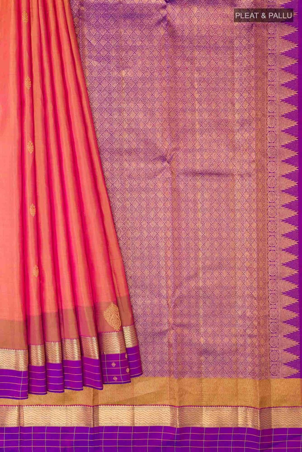 Peach Dual Tone Kanchipuram Silk Saree