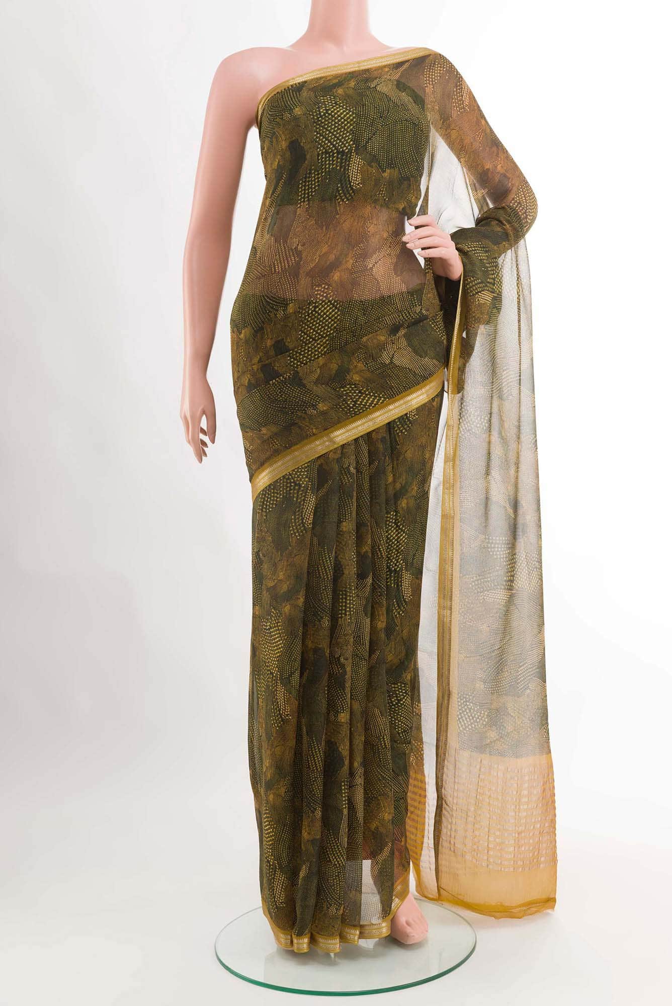 Green Chiffon Saree