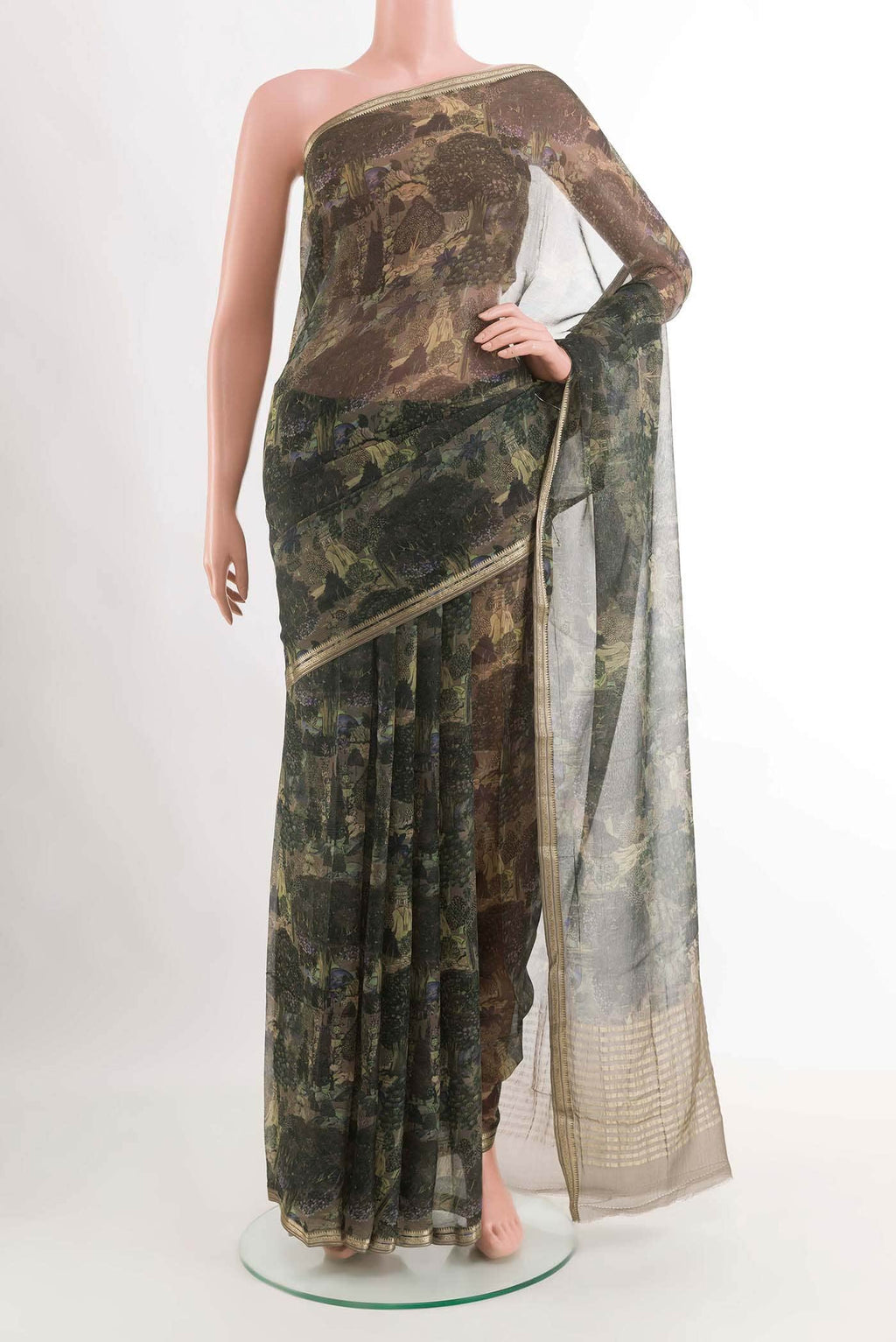 Green Chiffon Saree