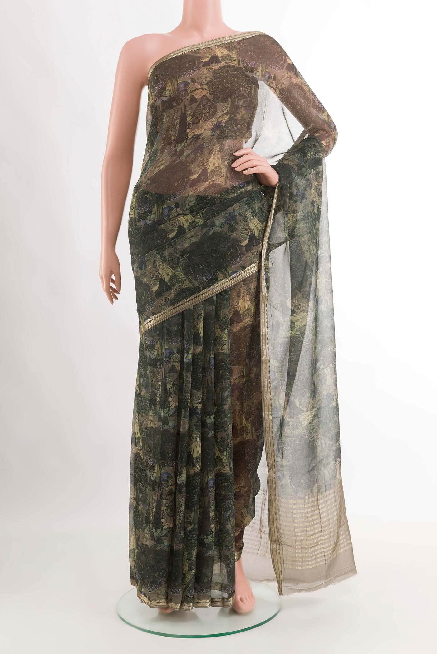 Green Chiffon Saree