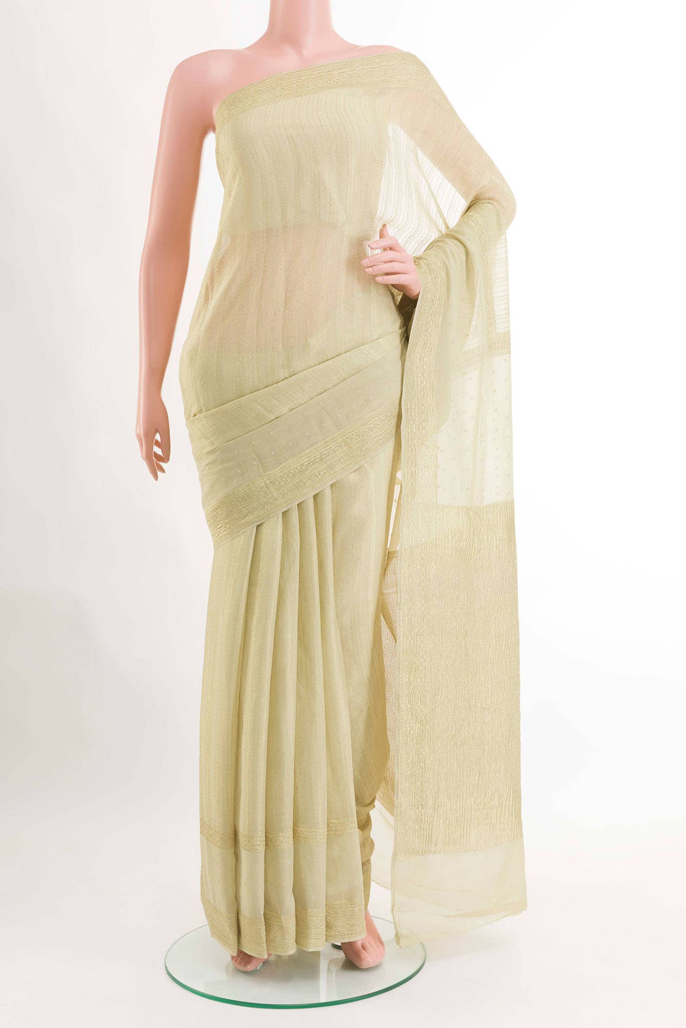 Off White Mysore Georgette Saree