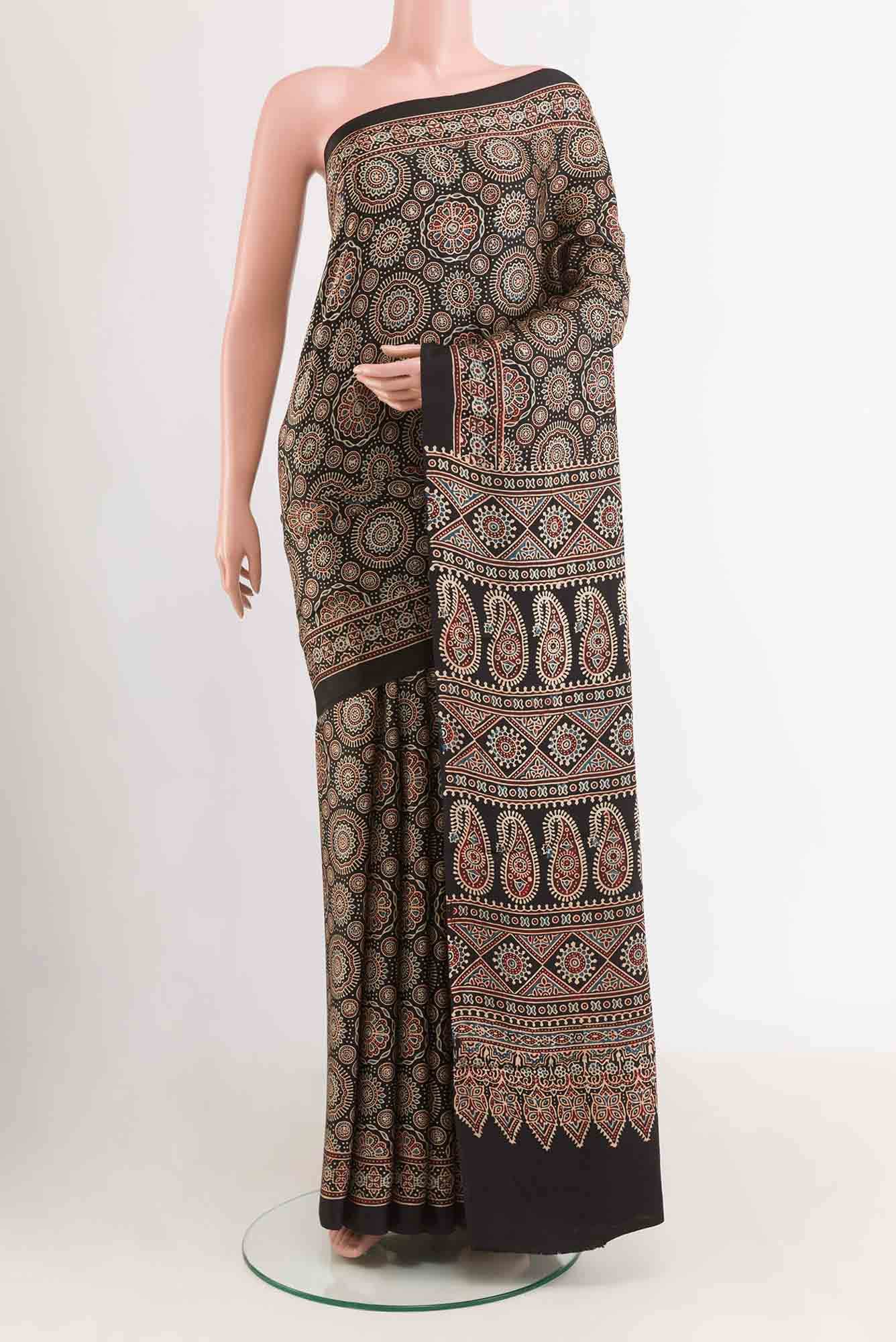 Black Printed Silk Saree