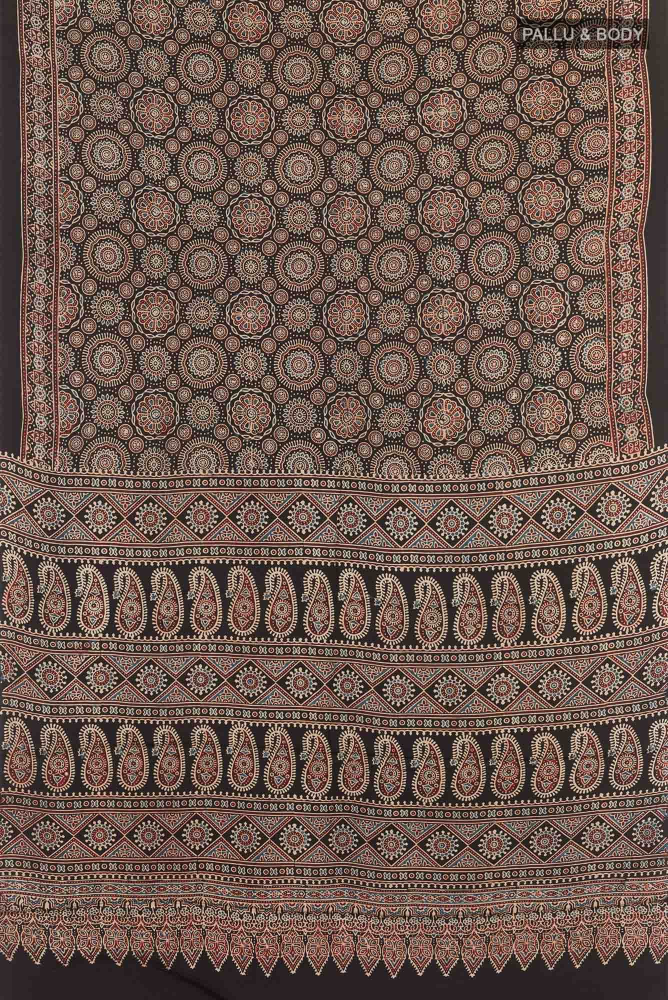 Black Printed Silk Saree