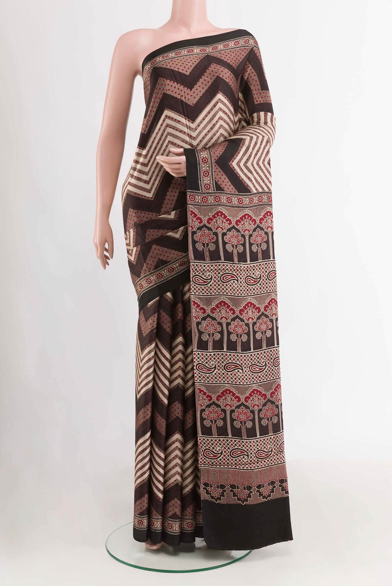 Black Printed Silk Saree