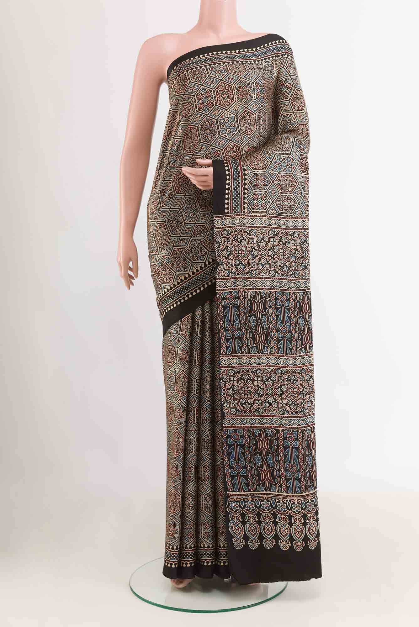 Black Printed Silk Saree