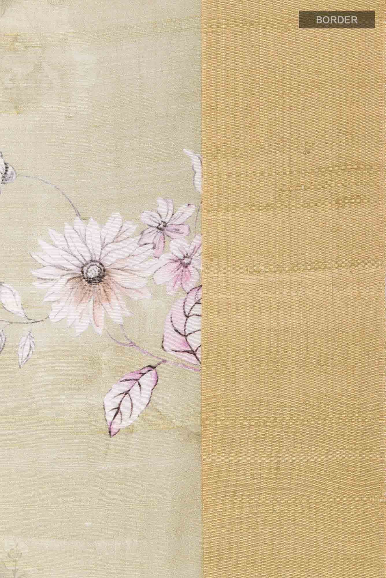 Beige Tussar Silk Saree
