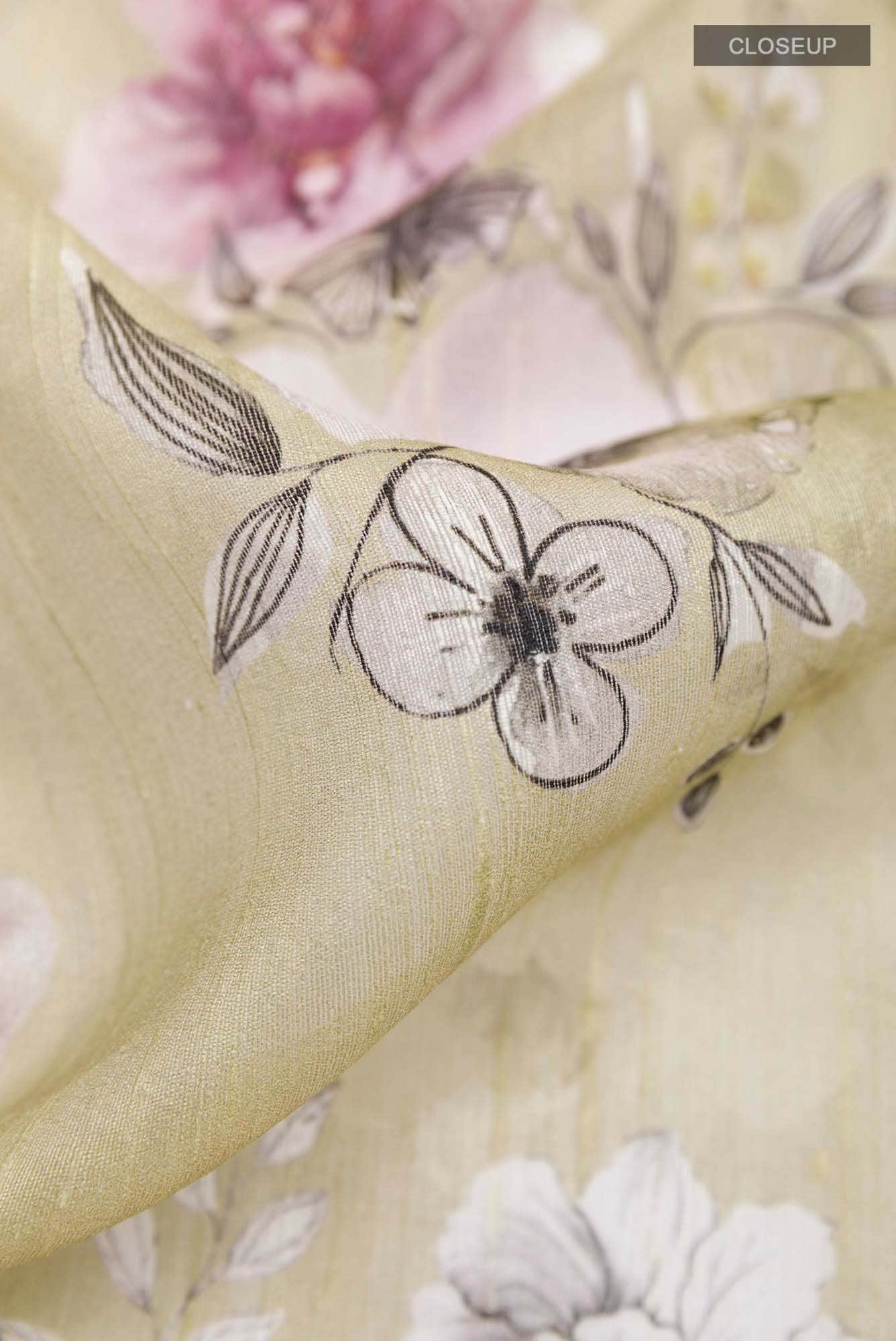 Beige Tussar Silk Saree