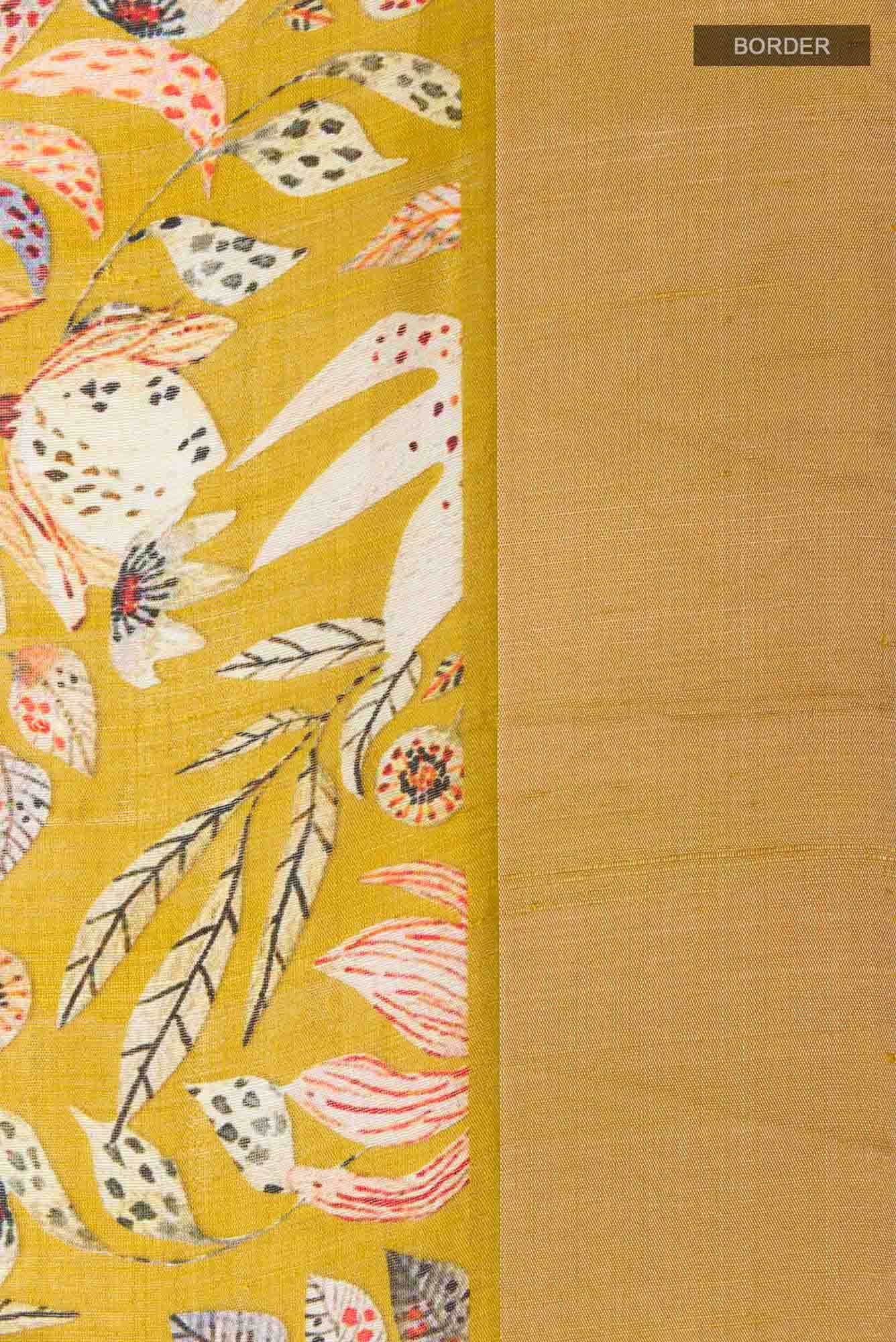 Yellow Tussar Silk Saree