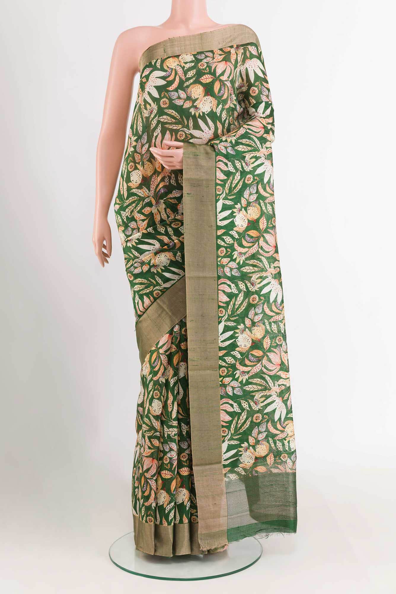 Green Tussar Silk Saree