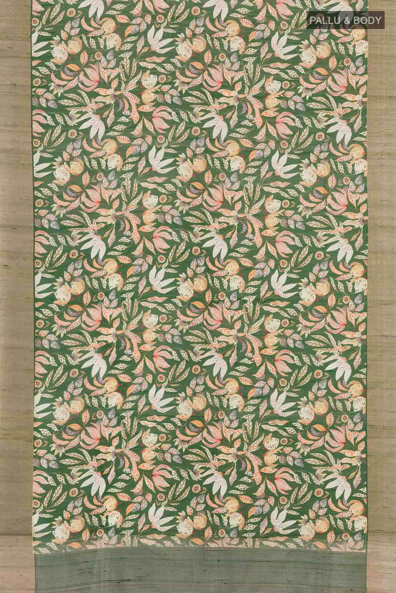 Green Tussar Silk Saree