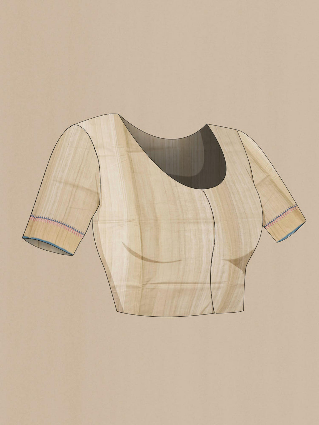 Beige Tussar Silk Saree