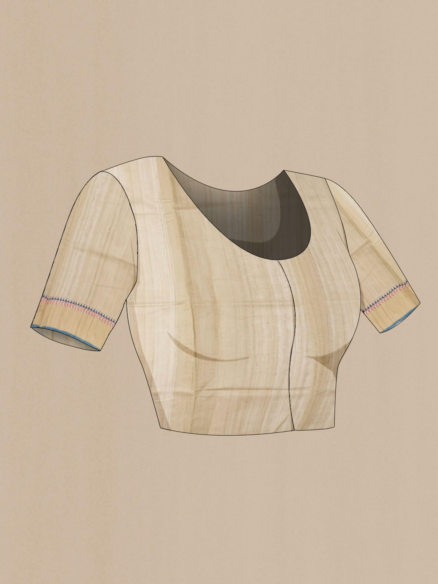Beige Tussar Silk Saree