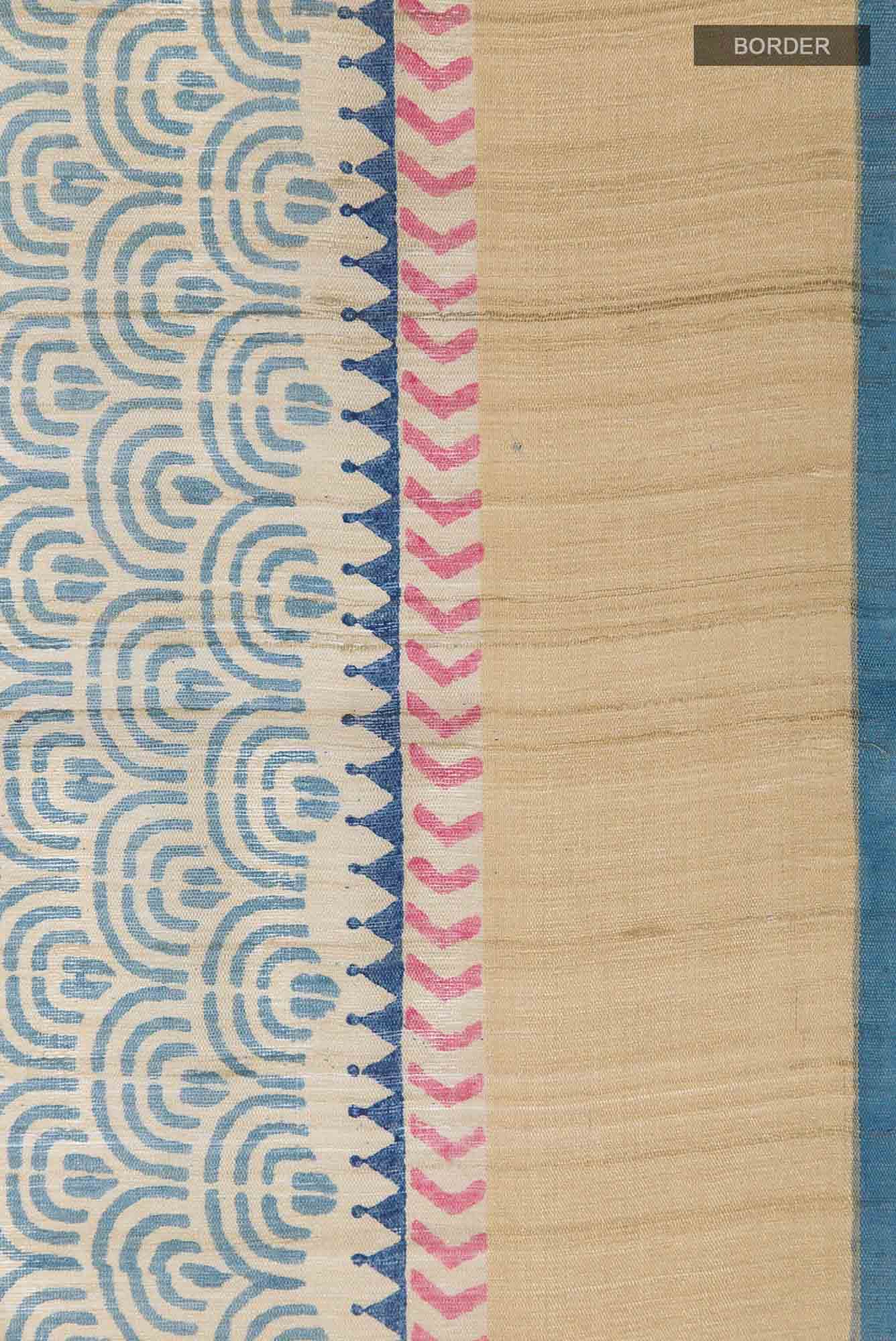 Beige Tussar Silk Saree