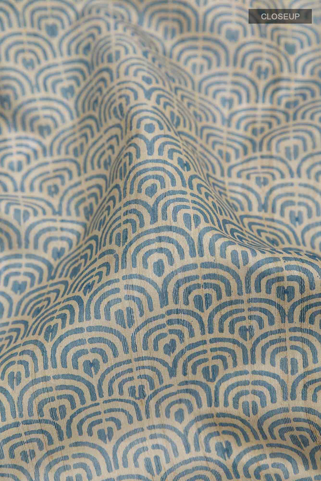 Beige Tussar Silk Saree