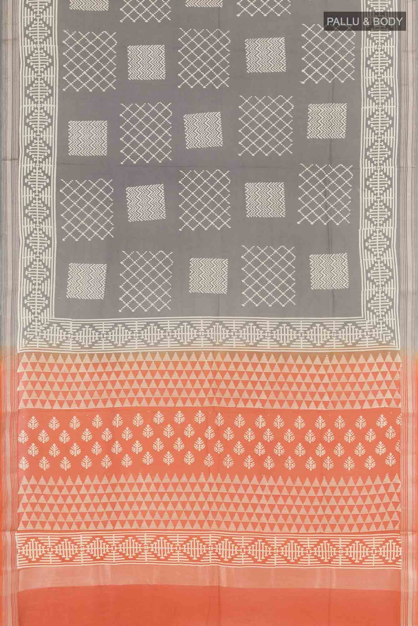 Grey Blended Maheshwari Silk Cotton Saree