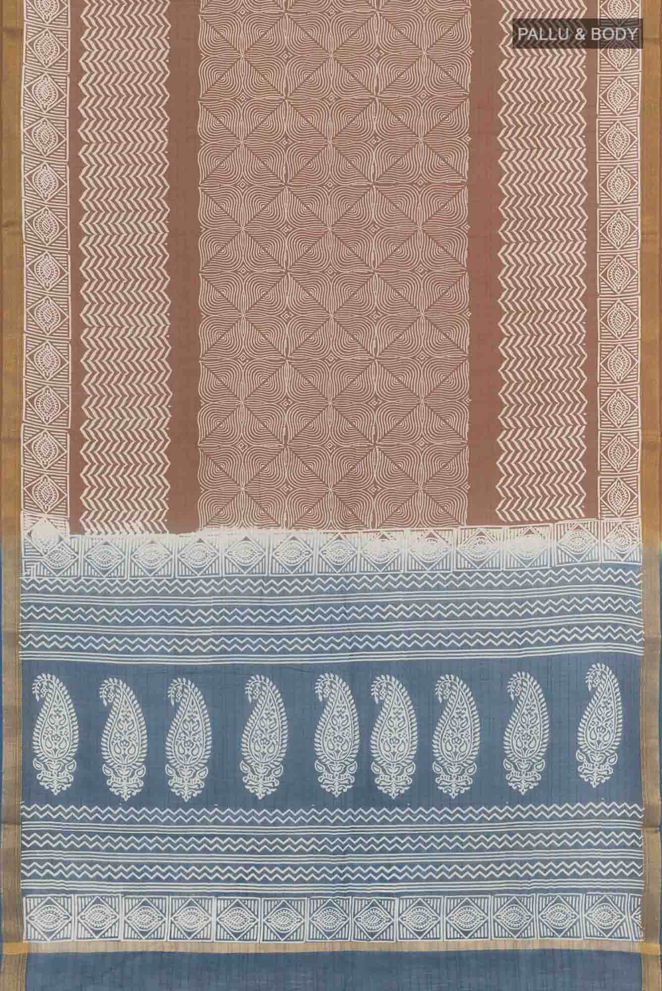 Brown Blended Maheshwari Silk Cotton Saree