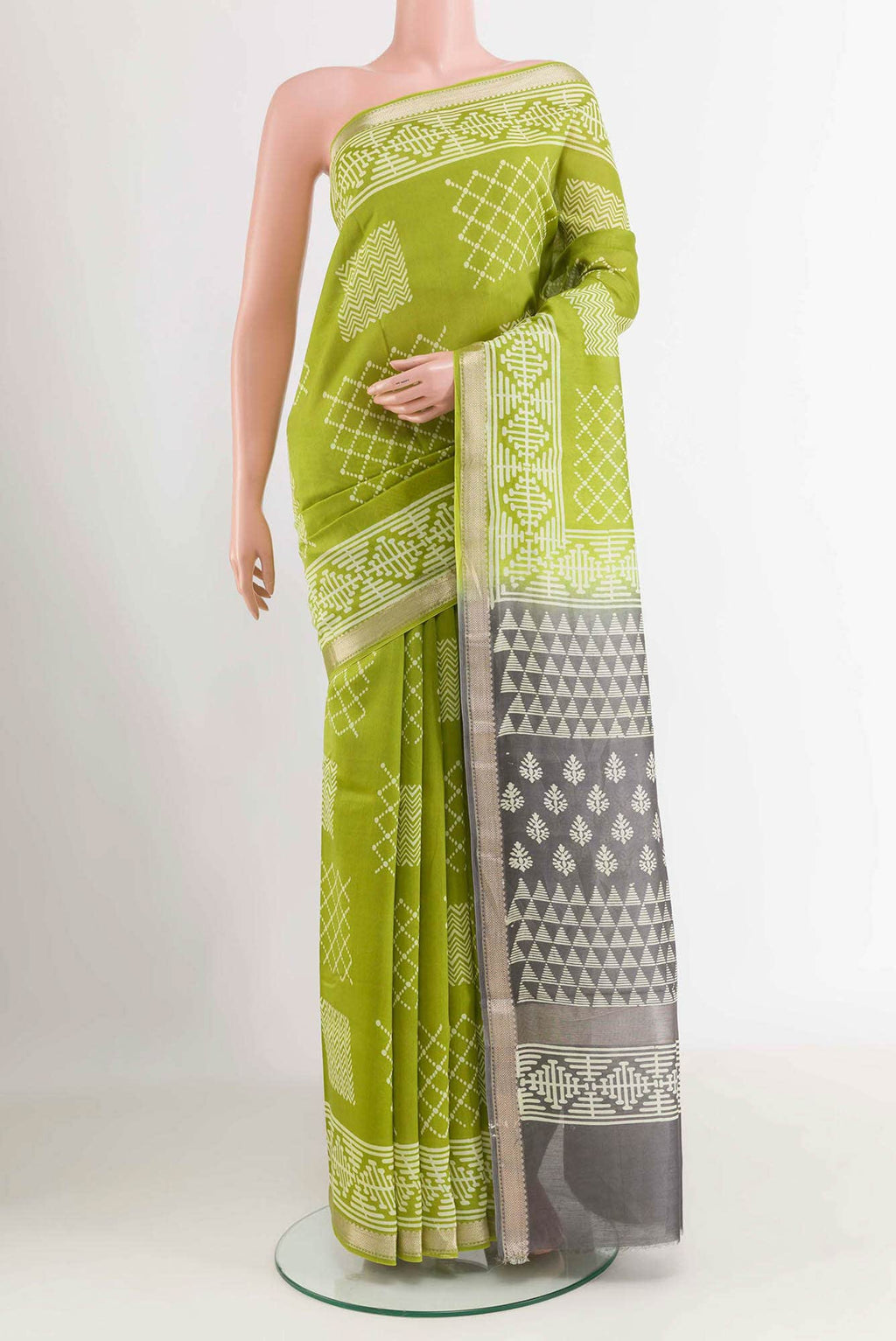 Green Blended Maheshwari Silk Cotton Saree