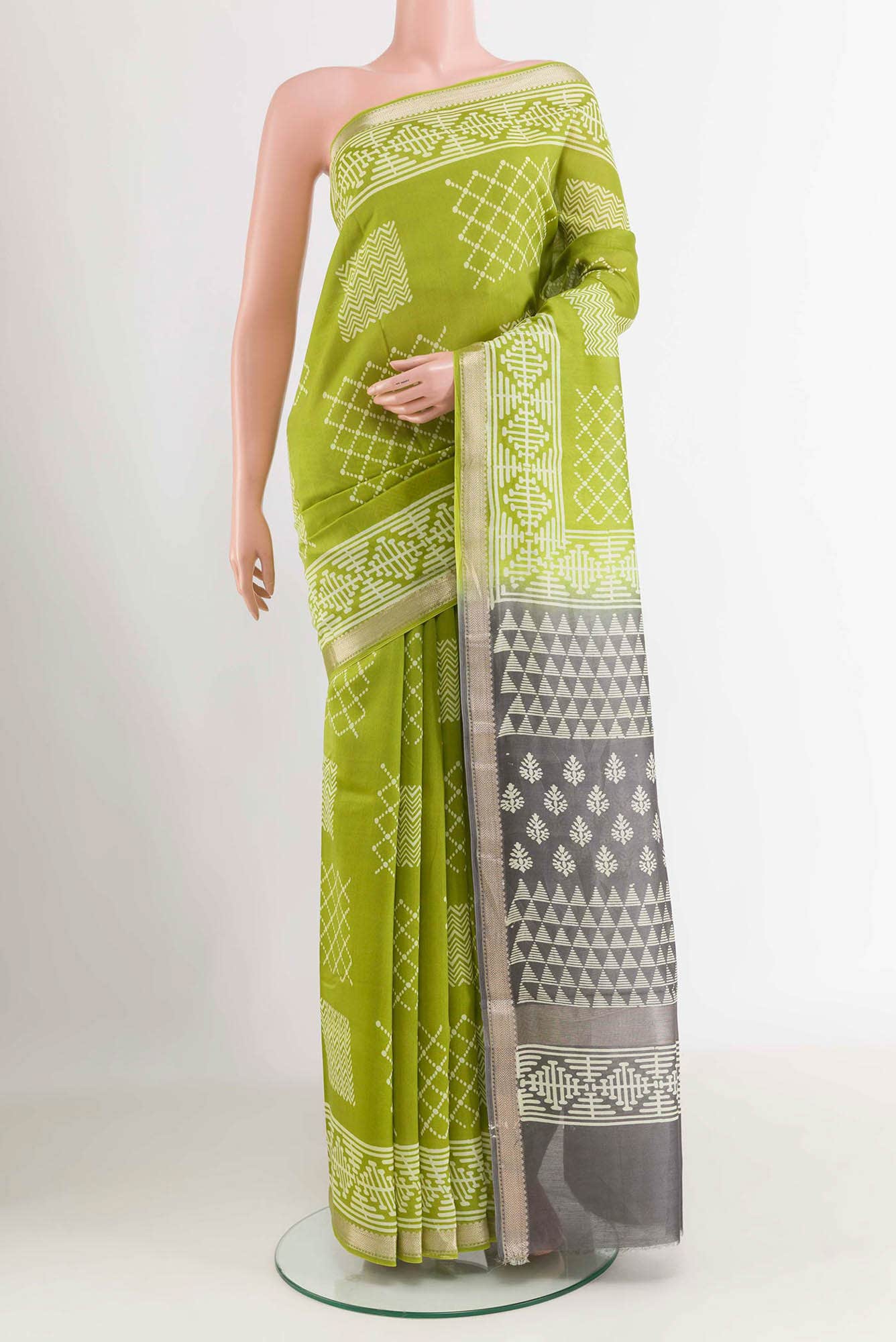 Green Blended Maheshwari Silk Cotton Saree