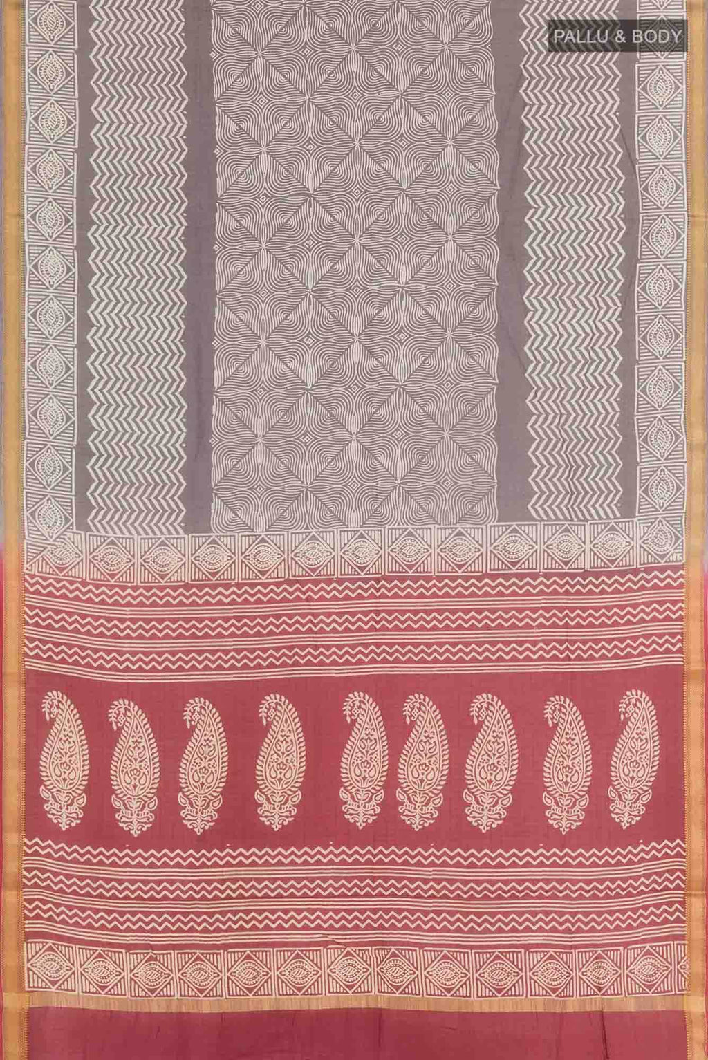 Grey Blended Maheshwari Silk Cotton Saree