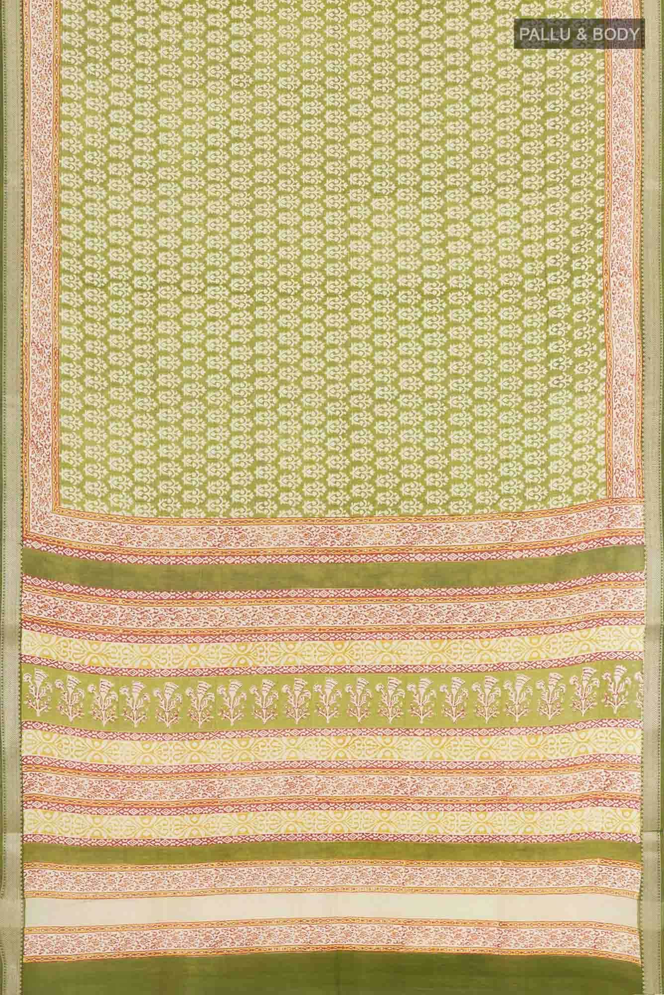 Green Blended Maheshwari Silk Cotton Saree