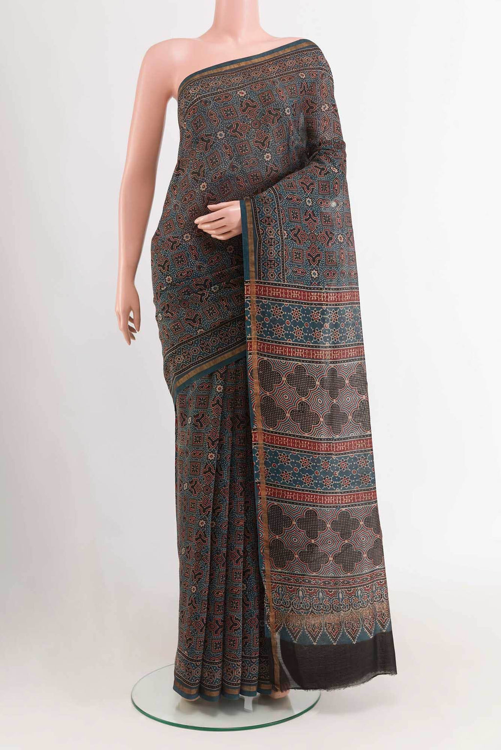 Blue Blended Maheshwari Silk Cotton Saree