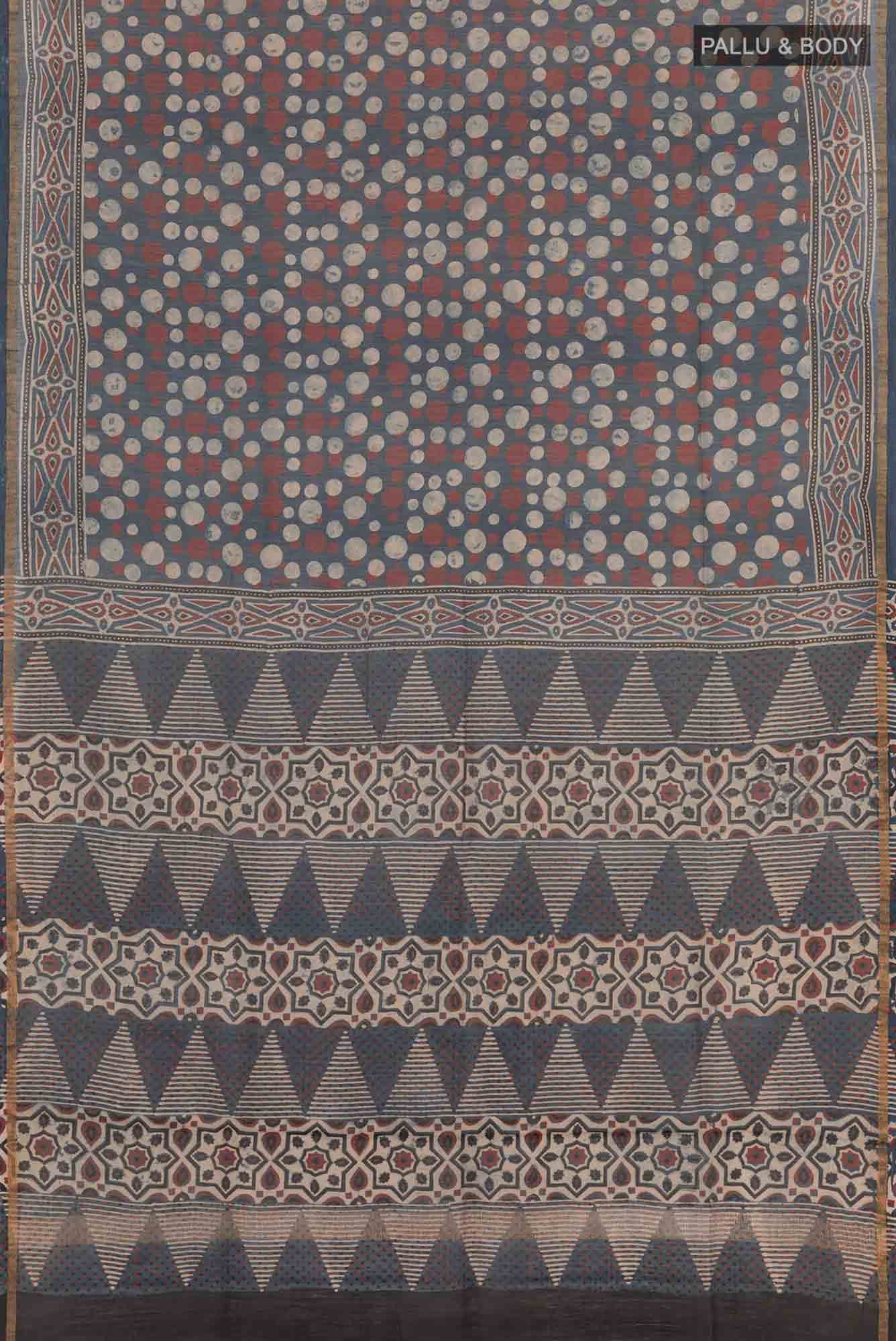 Blue Blended Maheshwari Silk Cotton Saree