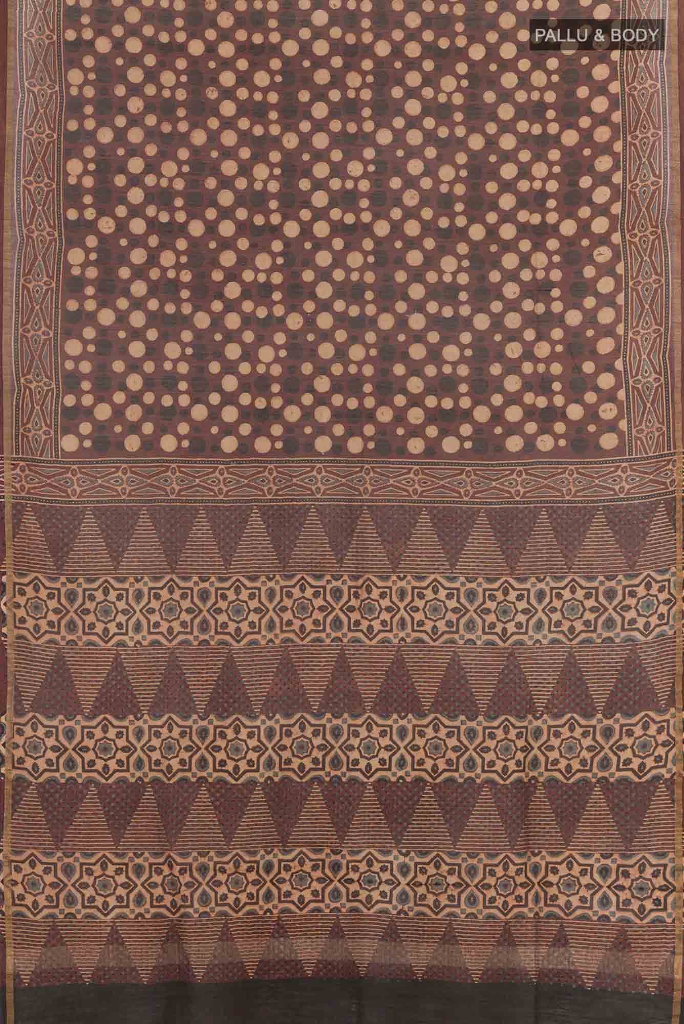 Brown Blended Maheshwari Silk Cotton Saree