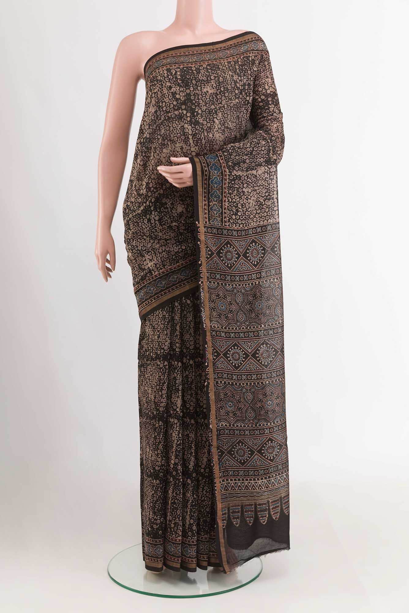 Black Blended Maheshwari Silk Cotton Saree