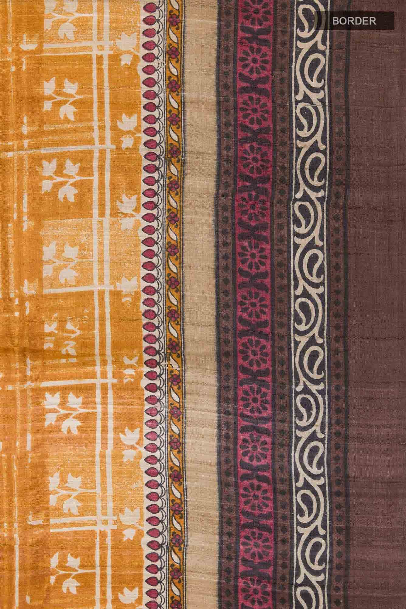 Yellow Tussar Silk Saree