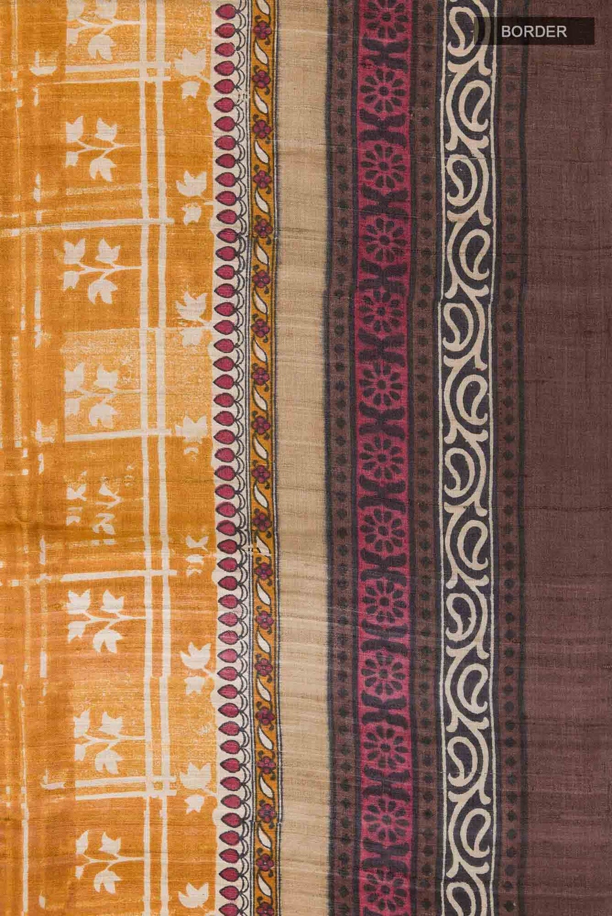Mustard Tussar Silk Saree