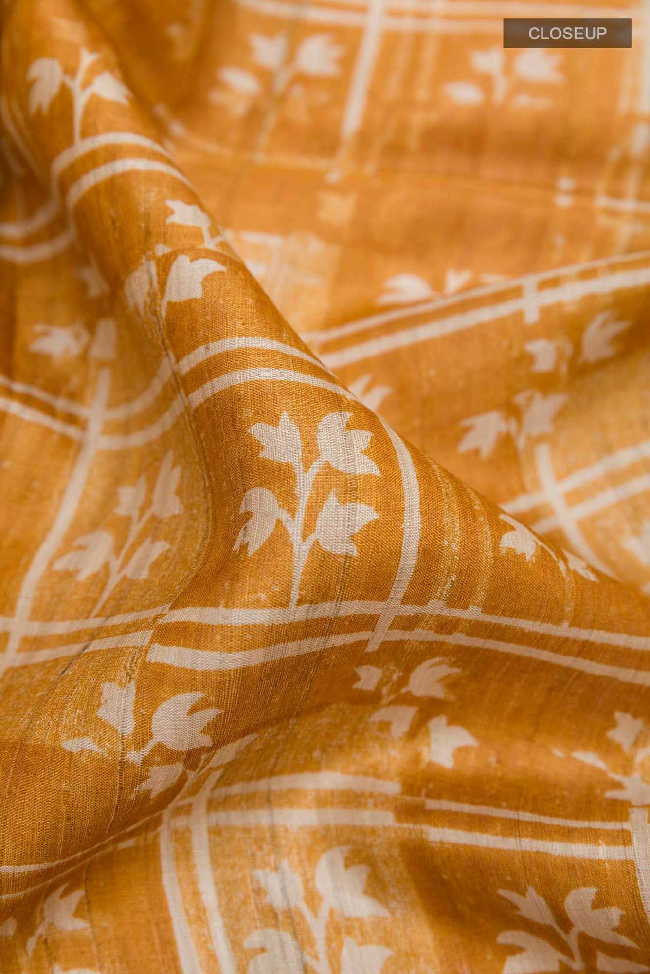 Mustard Tussar Silk Saree