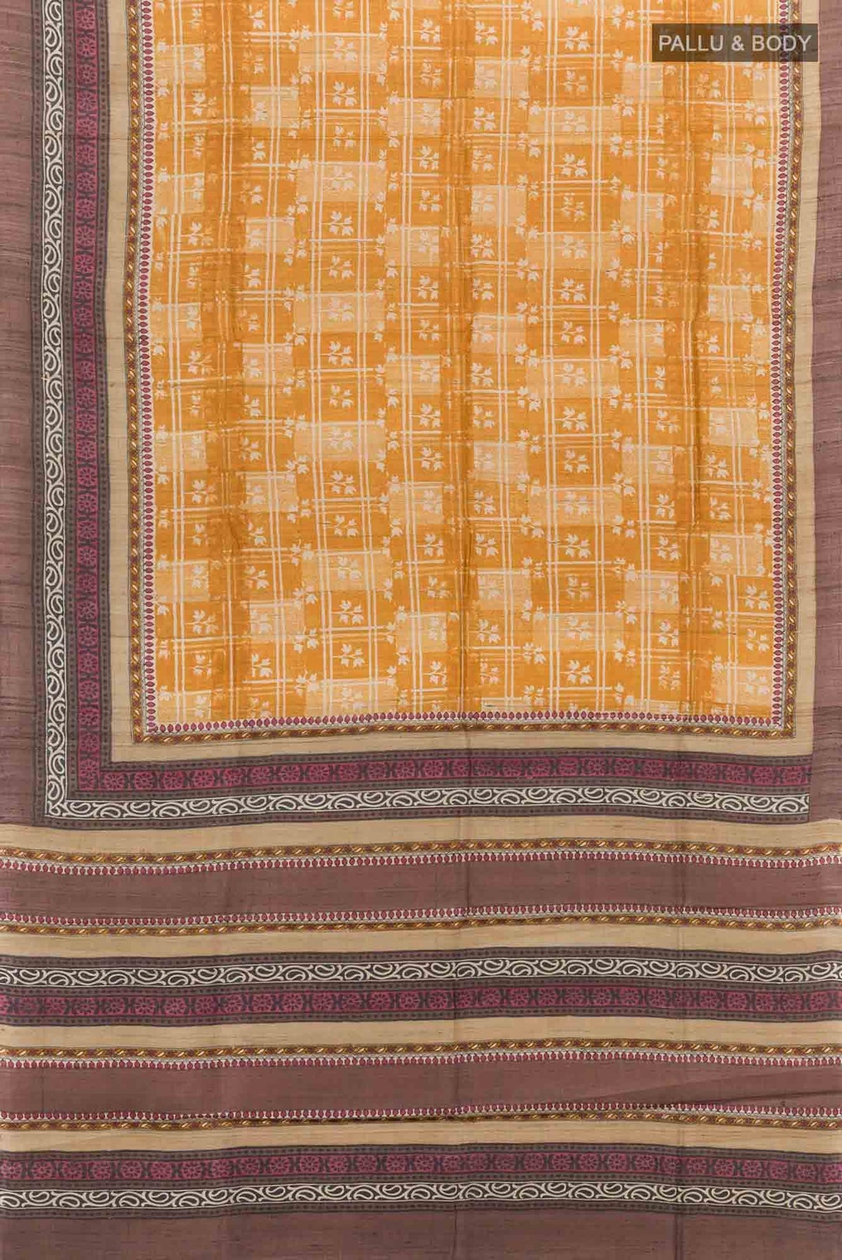 Mustard Tussar Silk Saree