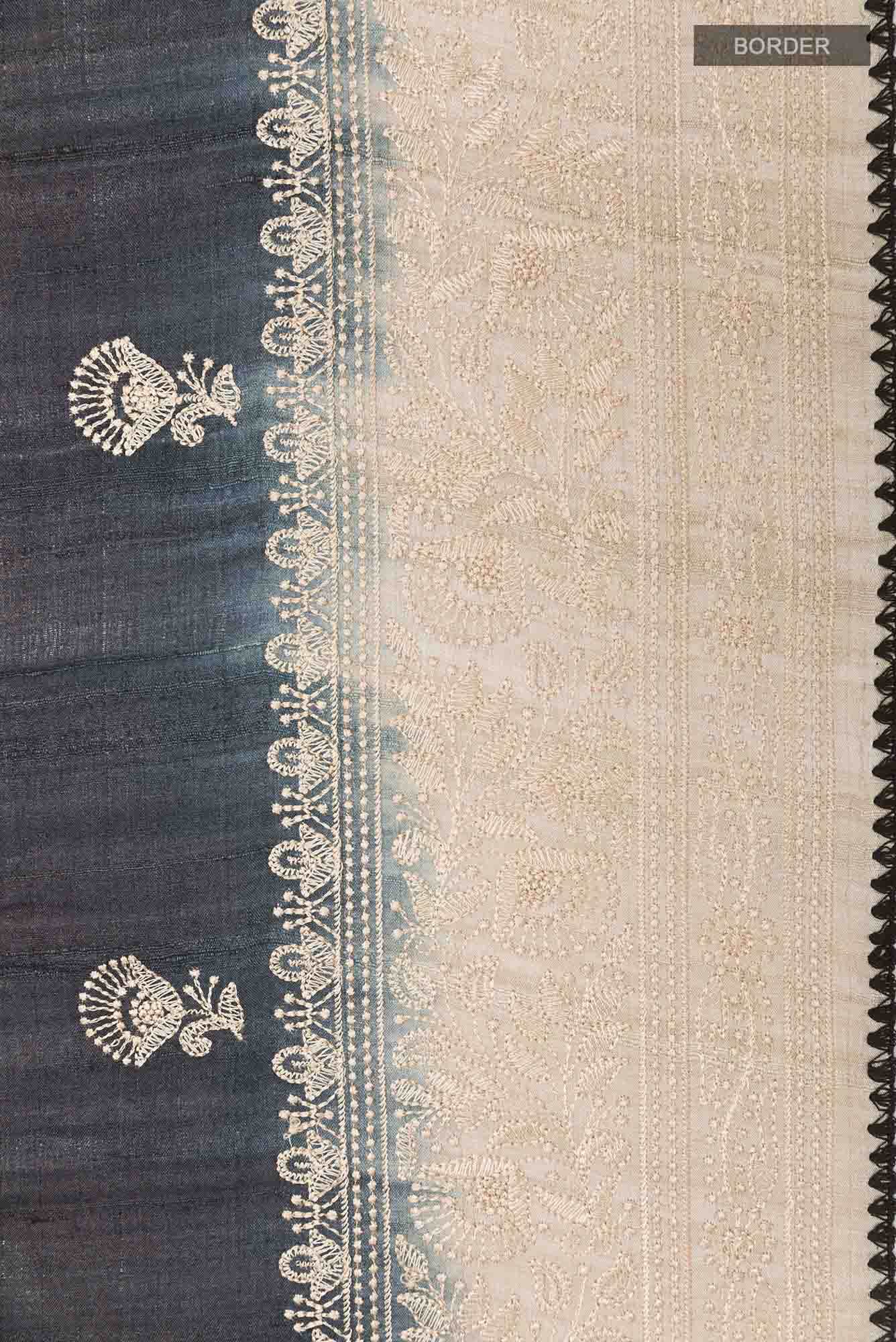 Black Tussar Silk Saree