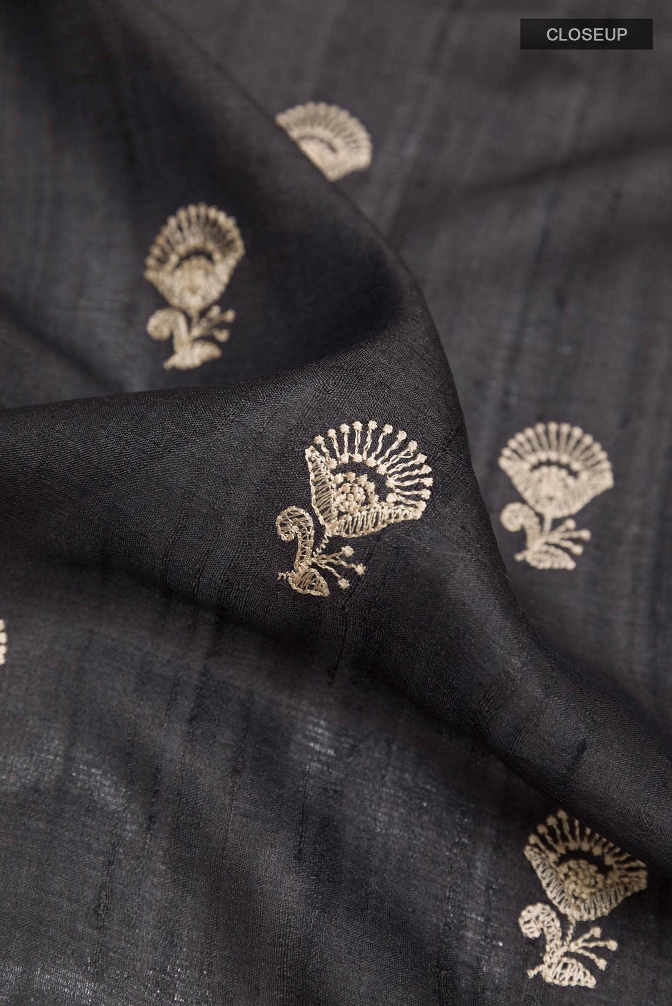 Black Tussar Silk Saree