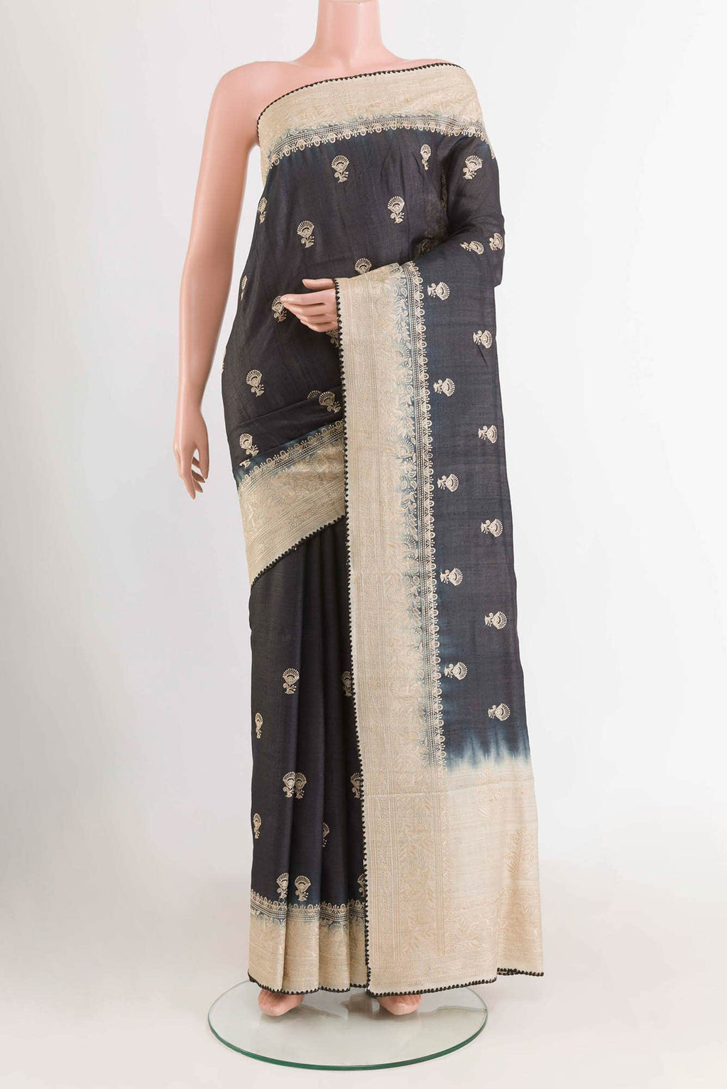 Black Tussar Silk Saree