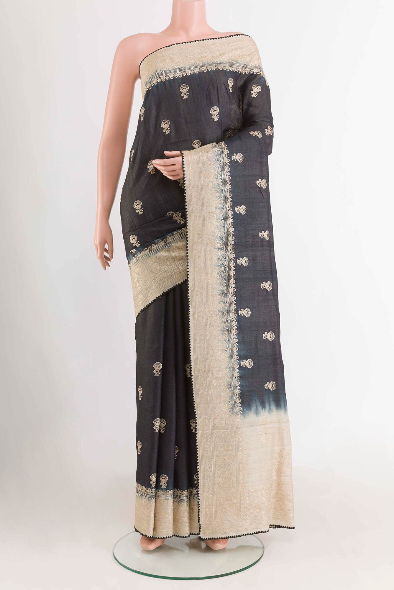 Black Tussar Silk Saree