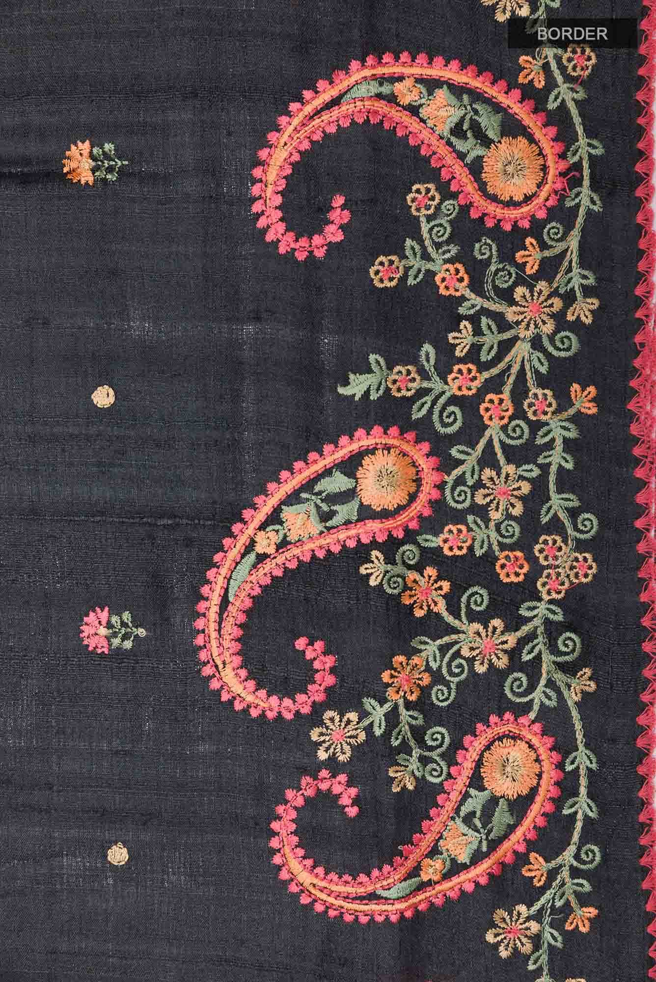 Black Tussar Silk Saree