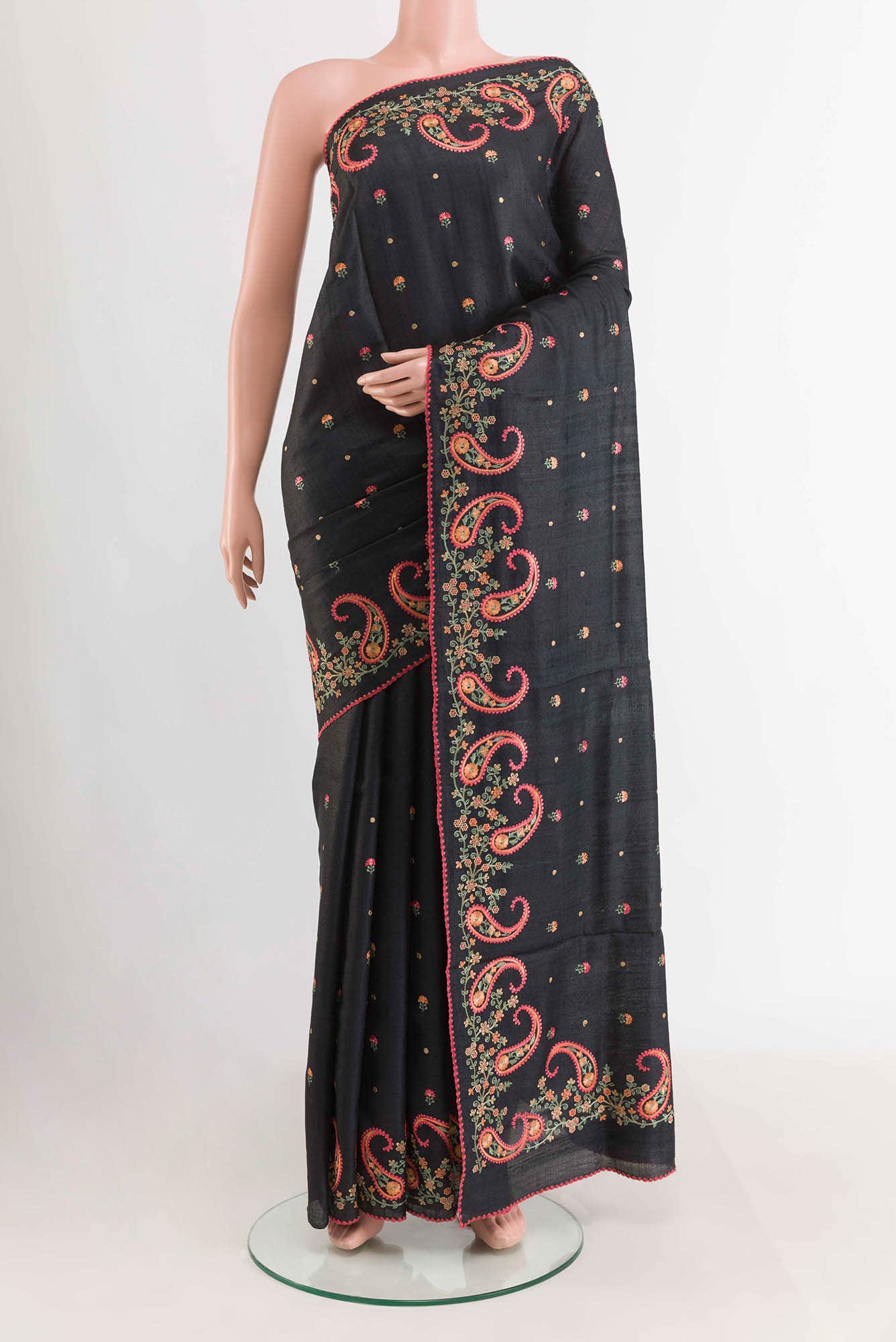 Black Tussar Silk Saree