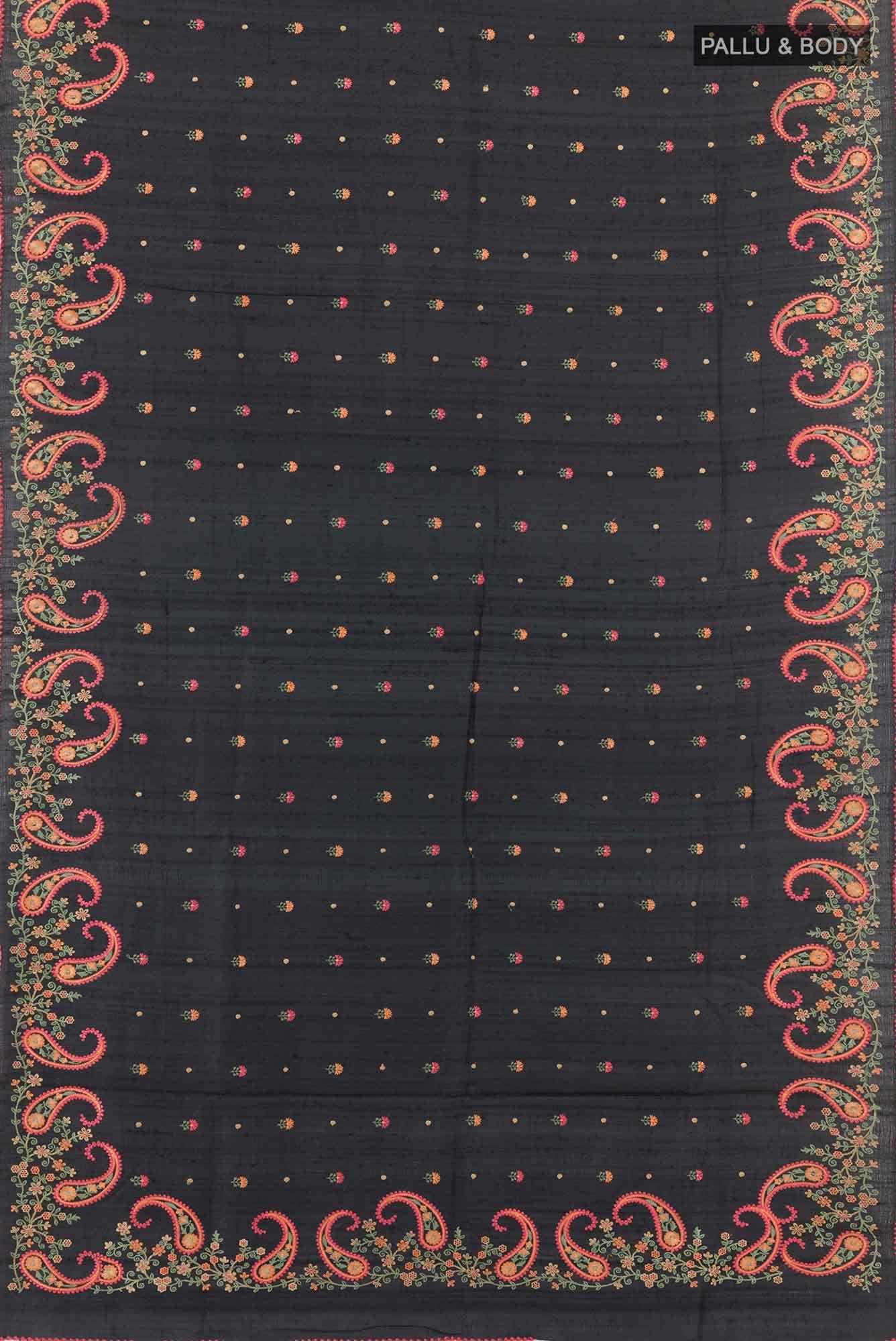 Black Tussar Silk Saree