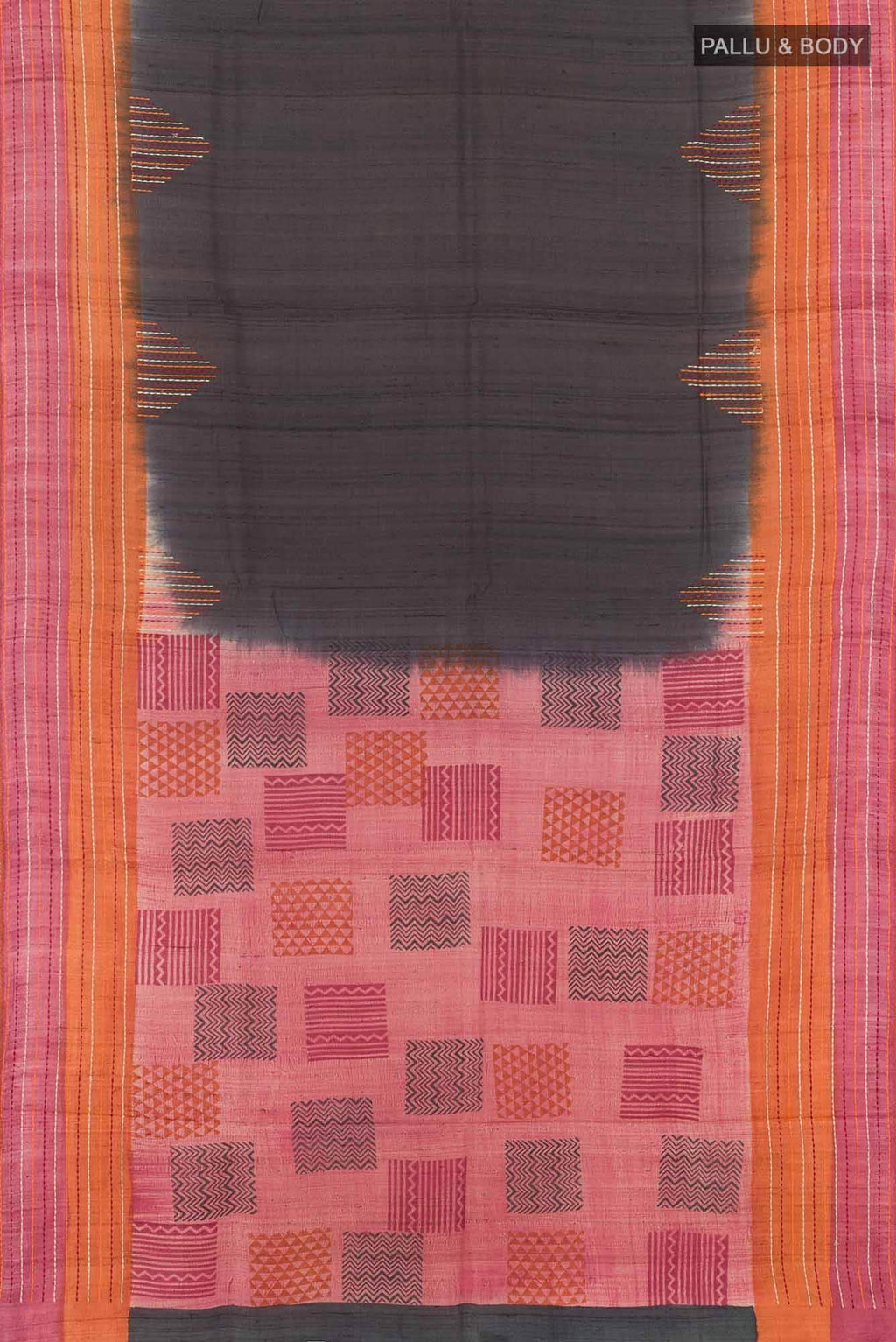 Black Tussar Silk Saree