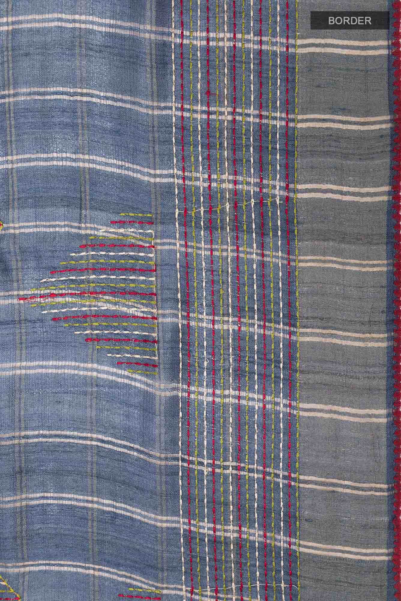 Grey Tussar Silk Saree