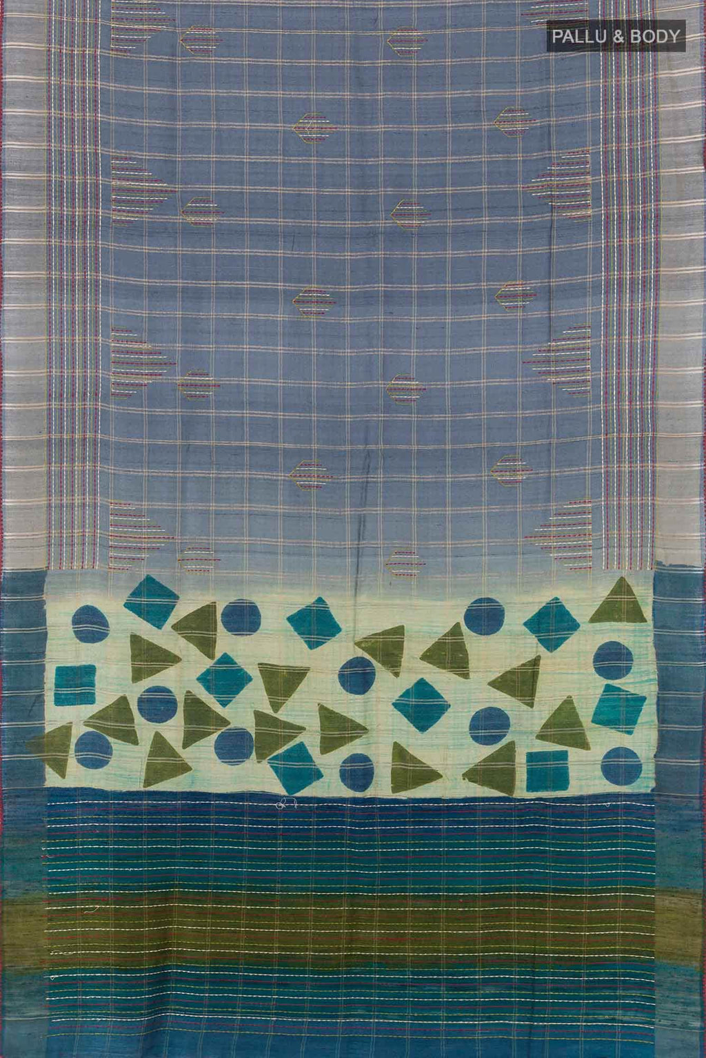 Grey Tussar Silk Saree