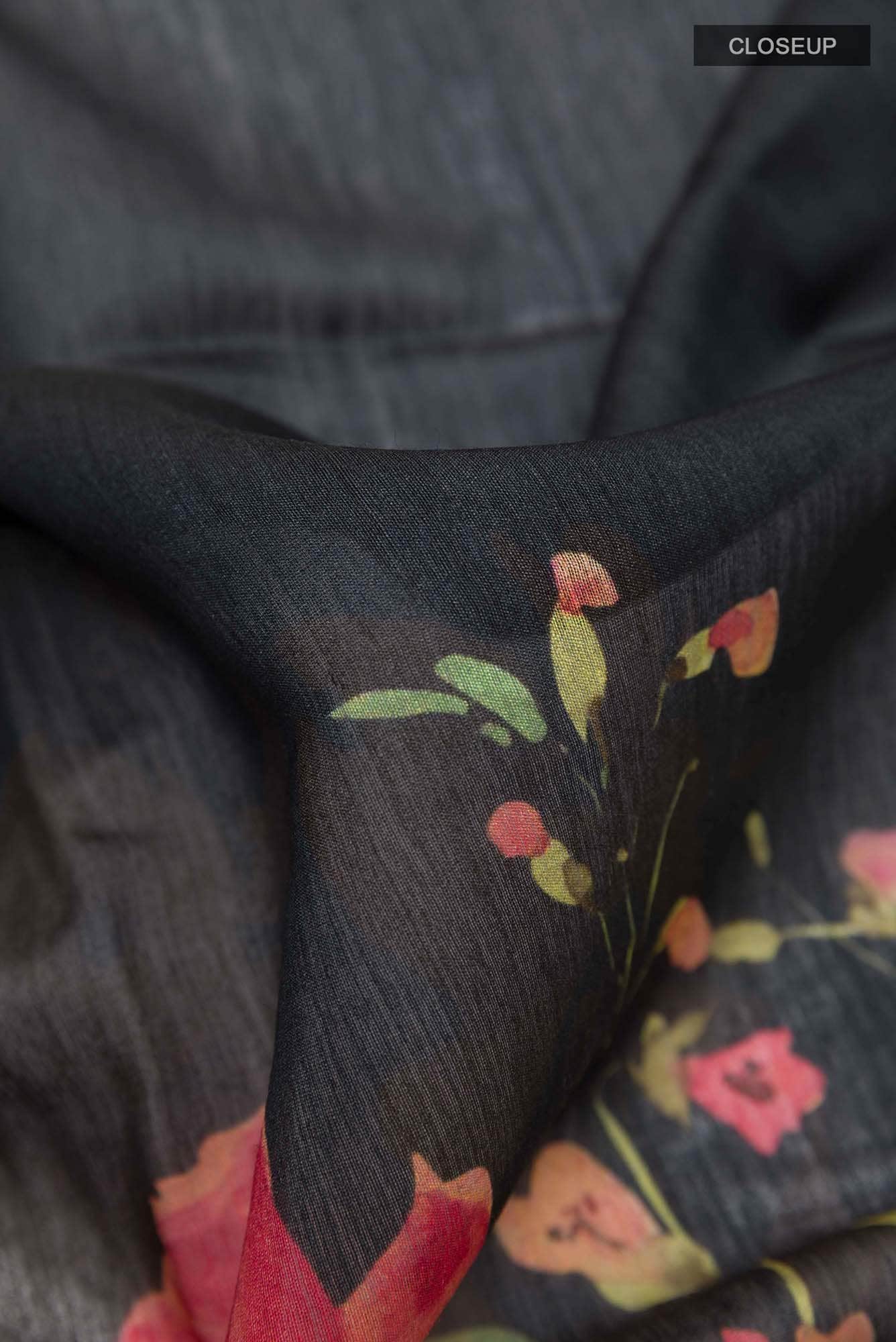 Black Tussar Silk Saree