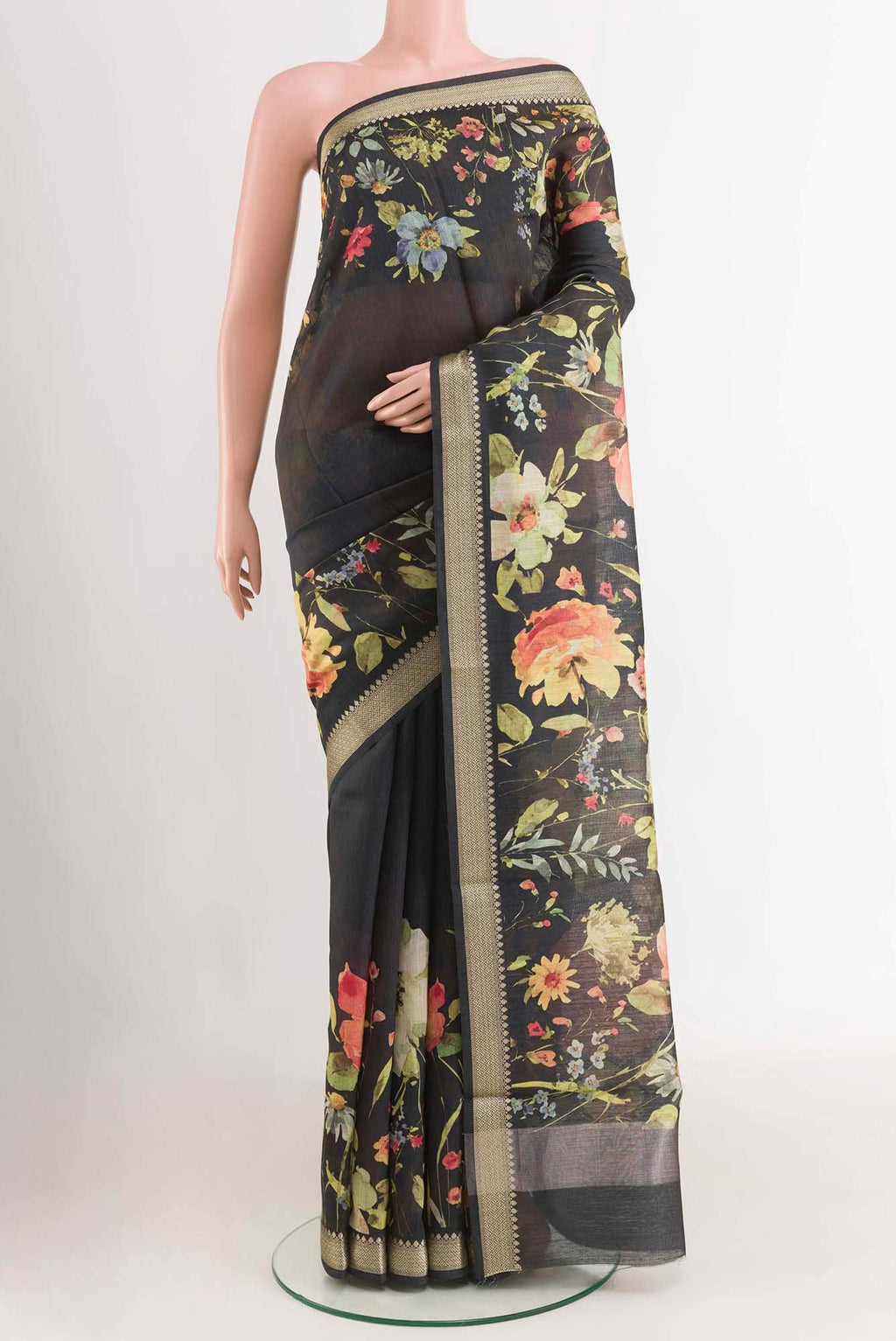 Black Tussar Silk Saree