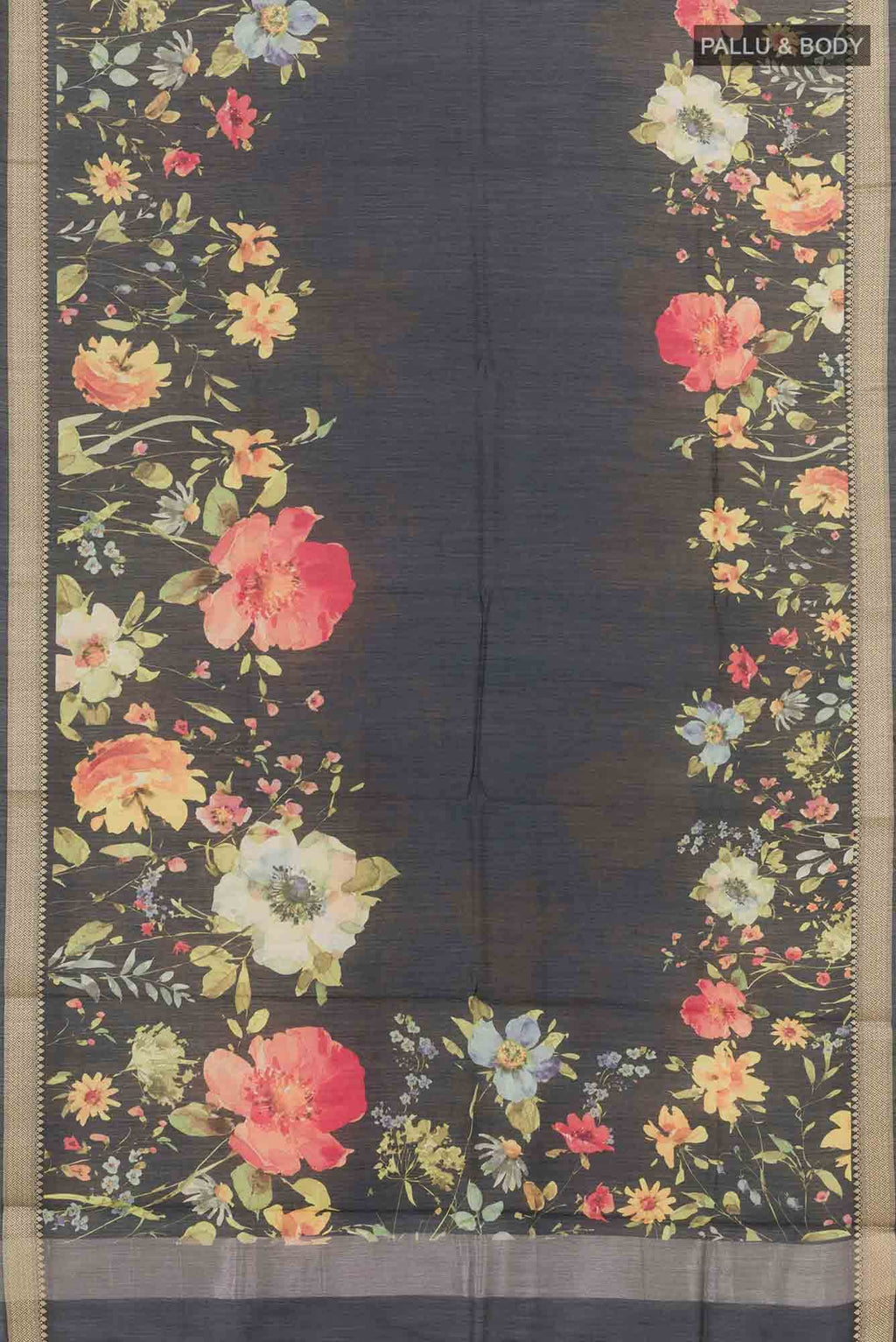 Black Tussar Silk Saree