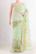 Pista Green Blended Maheshwari Silk Cotton Saree