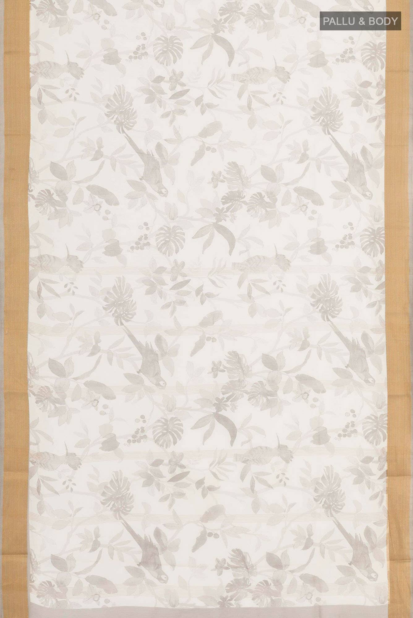 White Blended Maheshwari Silk Cotton Saree